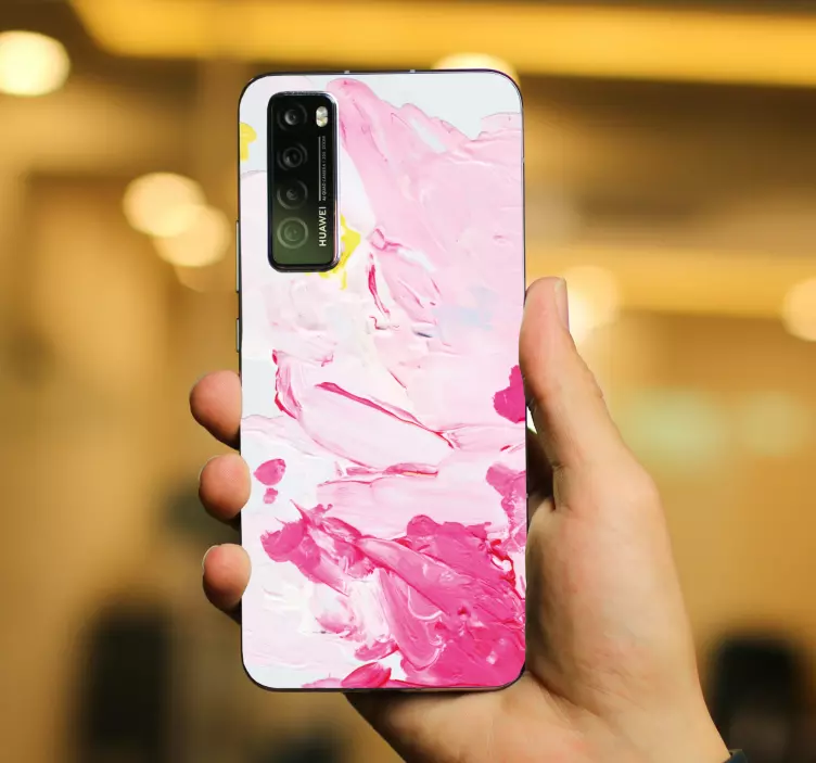 Roze marmeren werveling huawei sticker - TenStickers