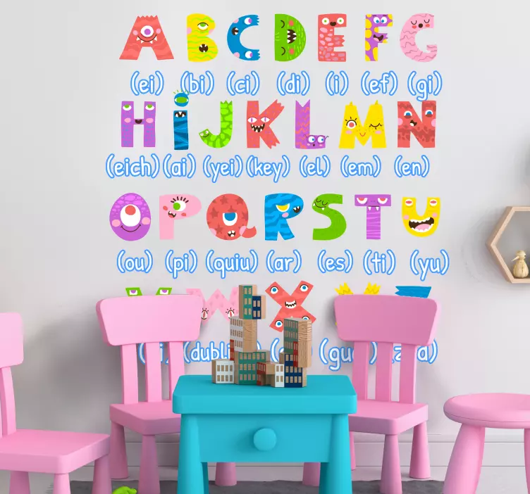 Alfabet muursticker kinderkamer colorful monsters - TenStickers