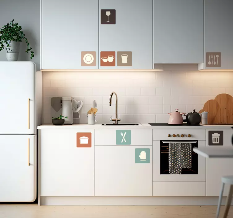 Kleurrijke Keukenladen Pictogrammen - TenStickers