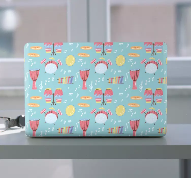 Kleurrijke muziekelementen laptop sticker - TenStickers