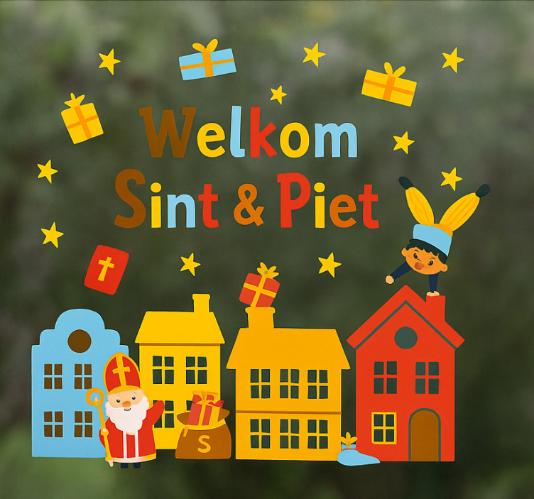 Kleurvoll welkom sint&piet raamsticker - TenStickers