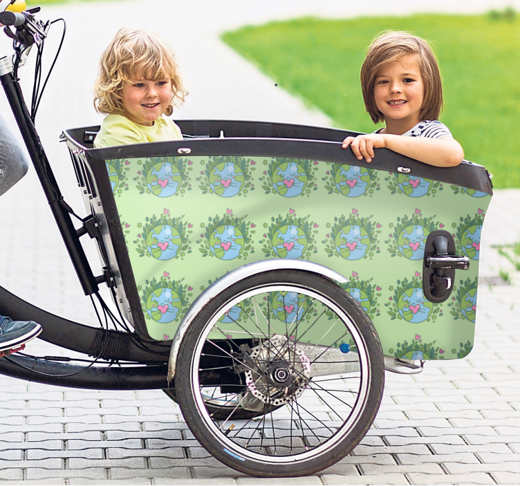 Knuffel de aarde voor bakfiets natuur muursticker - TenStickers