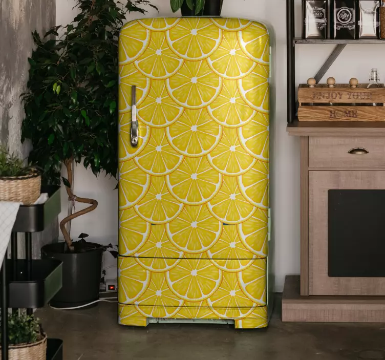Koelkast sticker citroenschijf concept - TenStickers