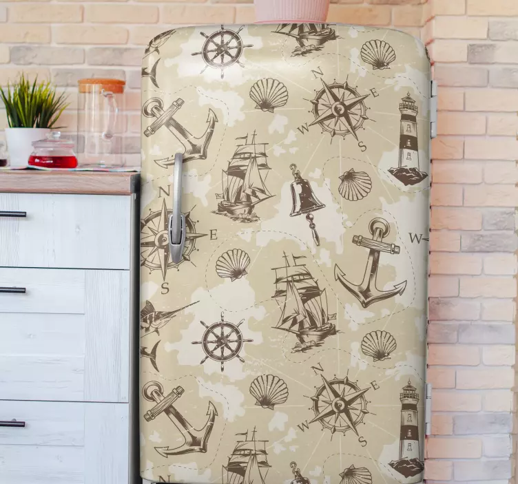 Koelkast sticker met nautisch thema - TenStickers