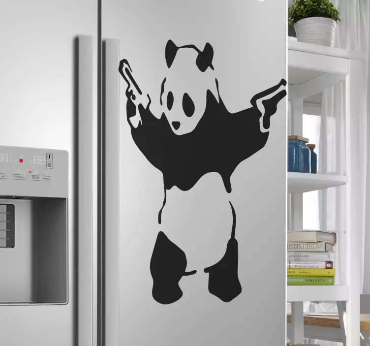 Koelkast sticker Banksy panda met geweren voor koelkast - TenStickers
