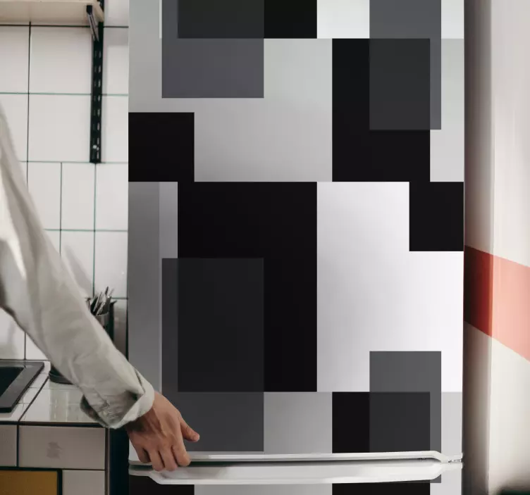 Koelkast sticker Zwart-witte kleurblokken - TenStickers