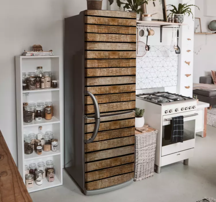 Koelkast sticker houtenpallets - TenStickers