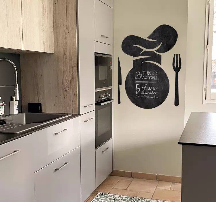 Muursticker keuken krijtbord sticker kok - TenStickers