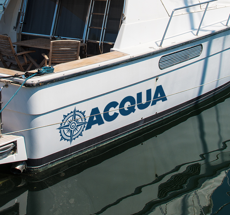 Kompasroos met aanpasbare tekst bootsticker - TenStickers