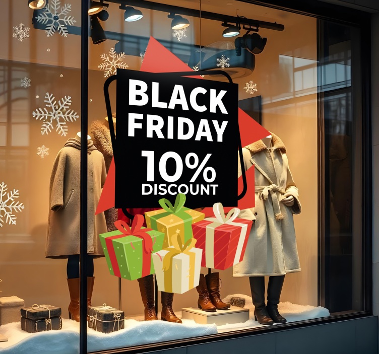 korting cadeau black friday sticker - TenStickers