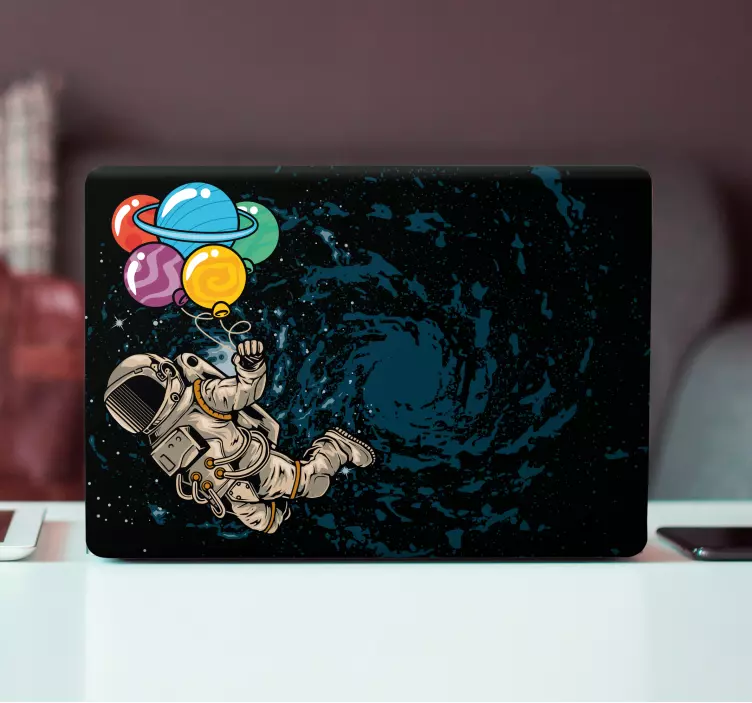 Laptop sticker cosmonaut met ballonnen - TenStickers