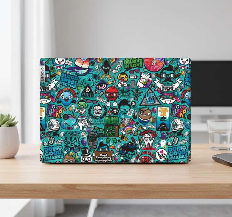 Laptop sticker cartoon doodle bomb skin - TenStickers