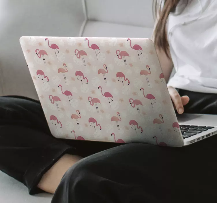 Laptop sticker charming flamingo patroon - TenStickers
