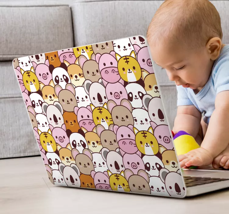 Laptop sticker dieren baby´s - TenStickers