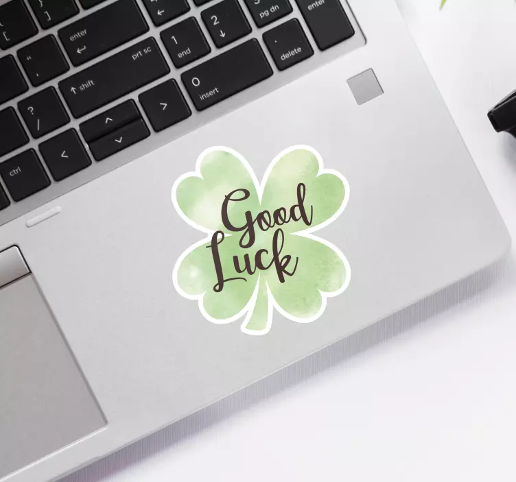 Laptop sticker Good luck klavertje vier - TenStickers