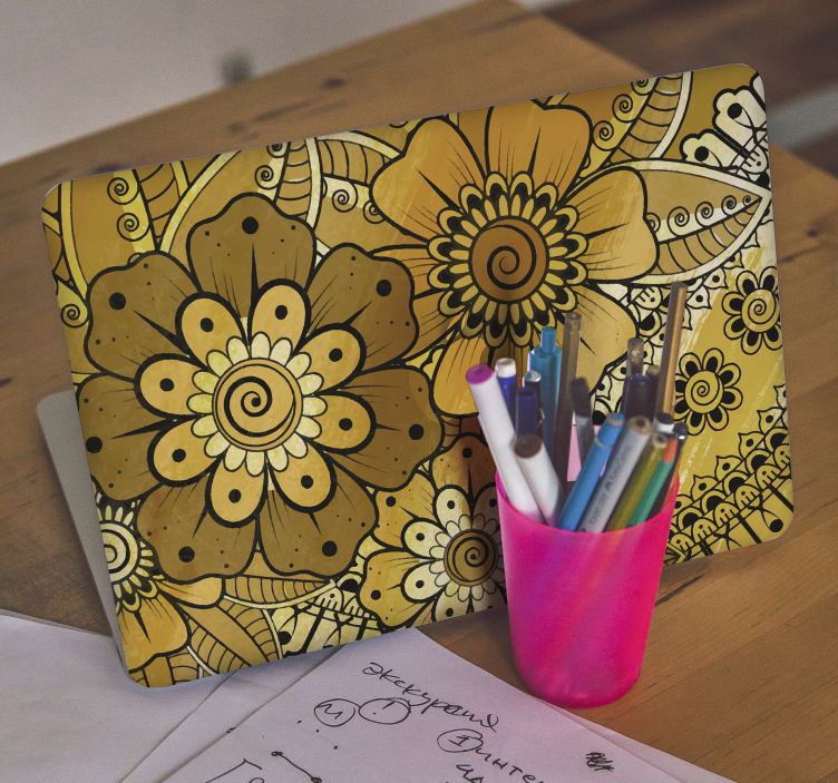 Laptop sticker heldere botanische print - TenStickers