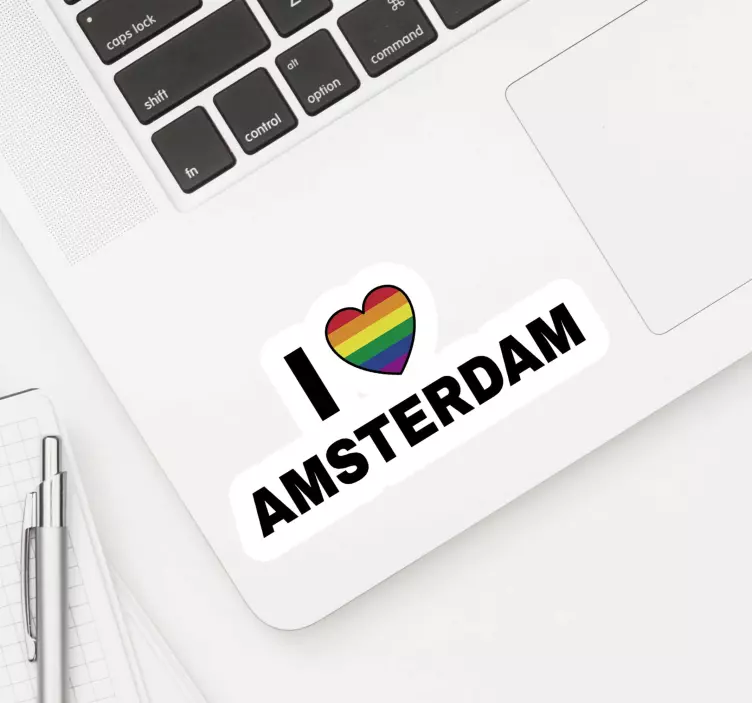 Laptop sticker I love amsterdam gayflag - TenStickers