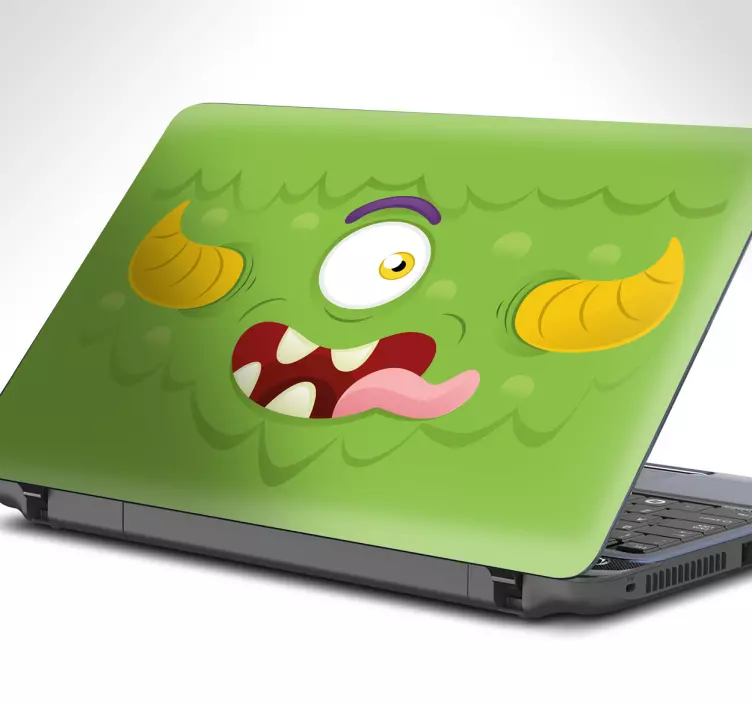 Laptop sticker kind groen monster - TenStickers