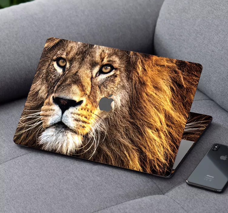 Laptop sticker met leeuwen hoofd - TenStickers