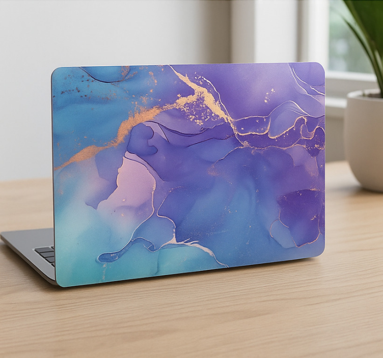 Laptop sticker paarse aqua marmer skin - TenStickers