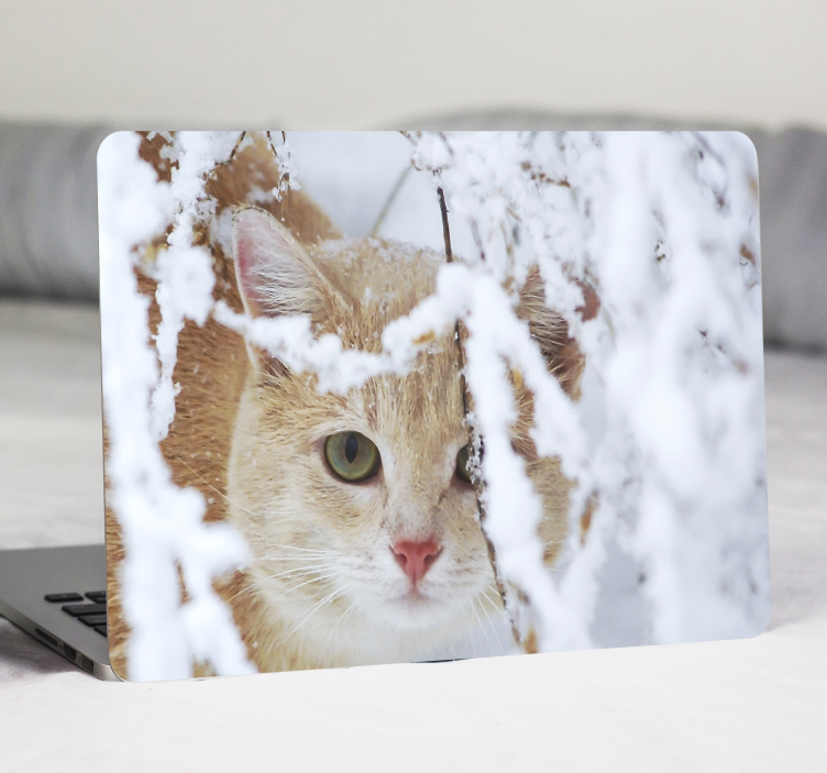 Laptop sticker sneeuwachtige kattenkop - TenStickers