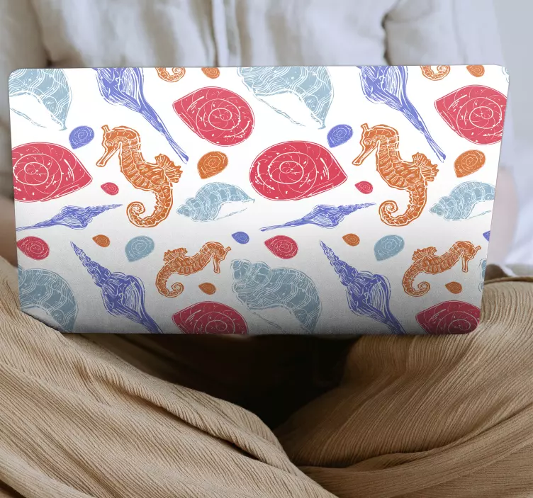 Laptop sticker zeepaard schelp patronen - TenStickers