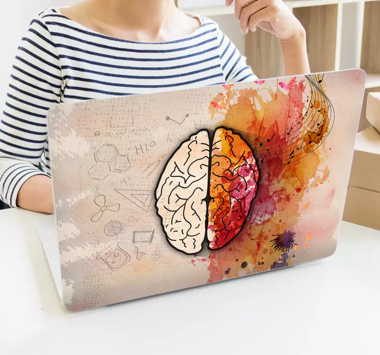 Laptop sticker hersenen artistiek - TenStickers