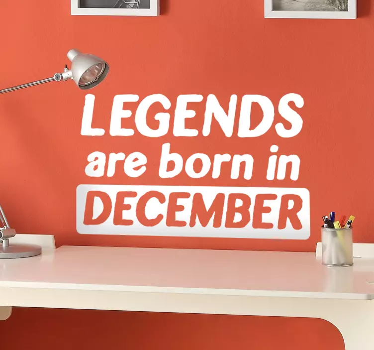 Legendes geboren in december tekst sticker - TenStickers