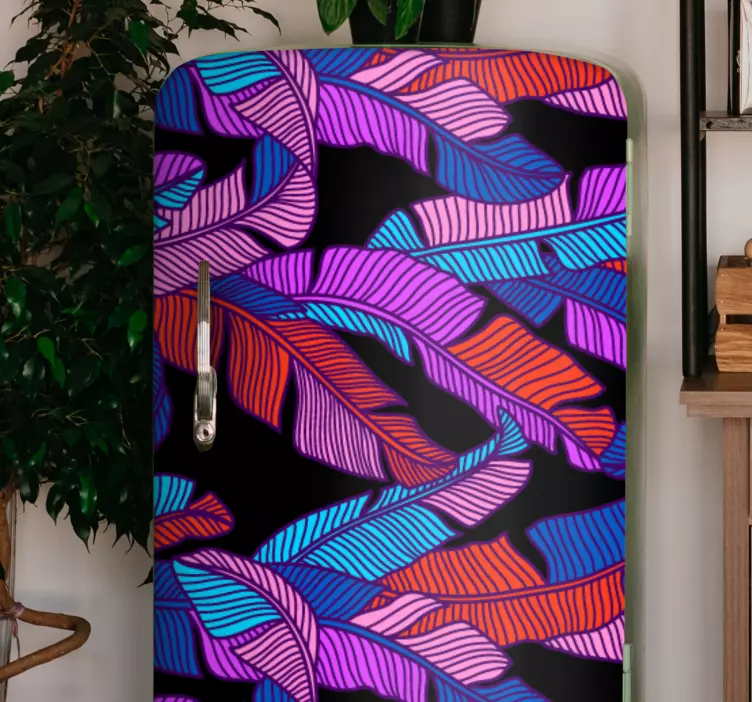 Levendig bladmotief koelkast sticker - TenStickers