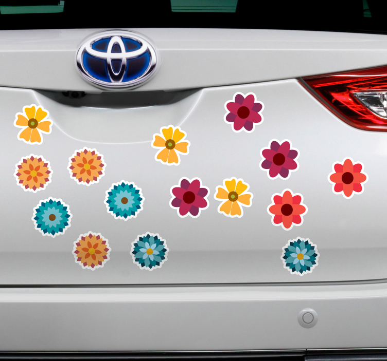 Levendig bloemenelement autosticker - TenStickers