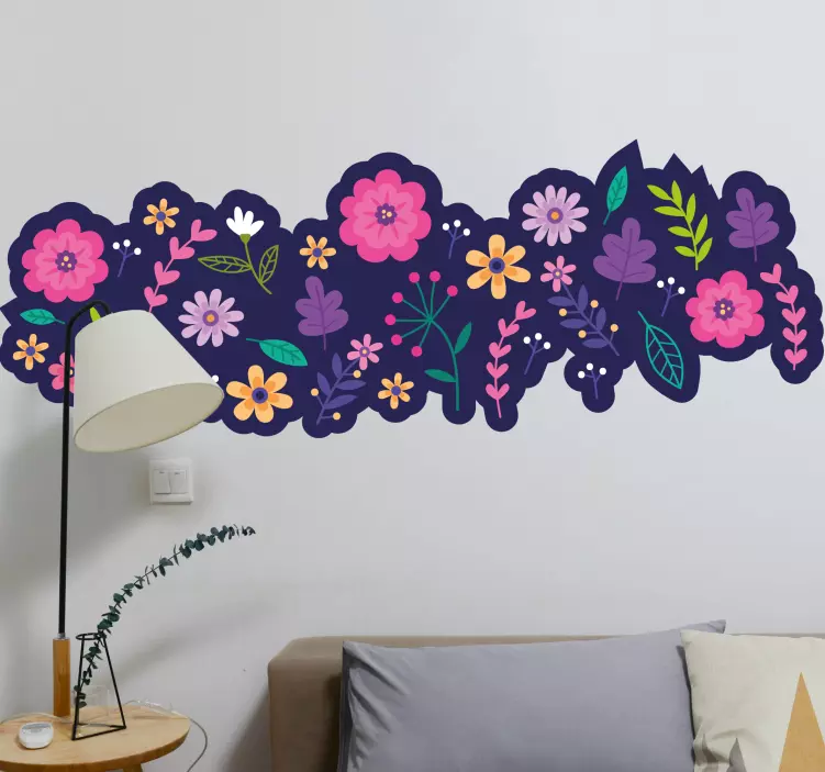 Levendige botanische compositie sticker bloemen en planten - TenStickers