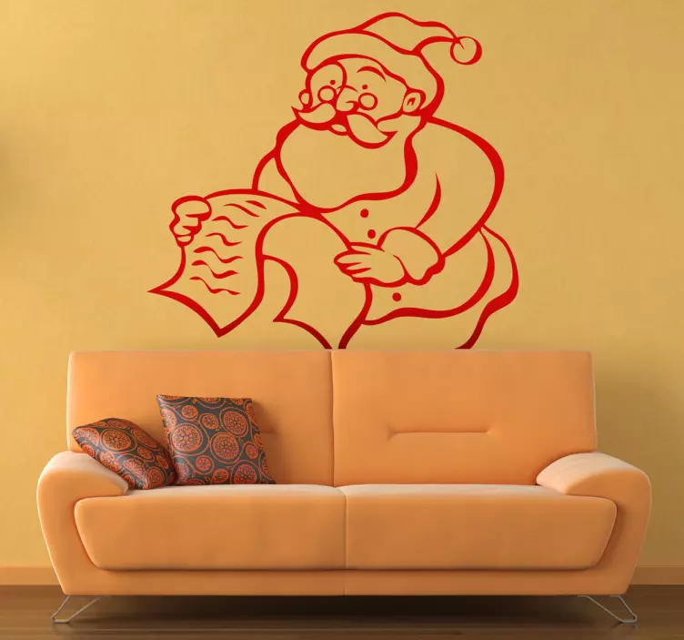 Lezende kerstman sticker - TenStickers