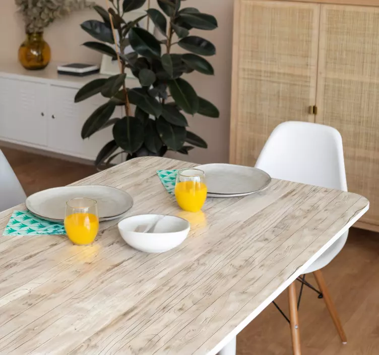 Licht hout voor tafel muursticker eetkamer - TenStickers