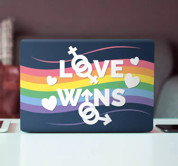 Liefde wint verklaring laptop sticker - TenStickers