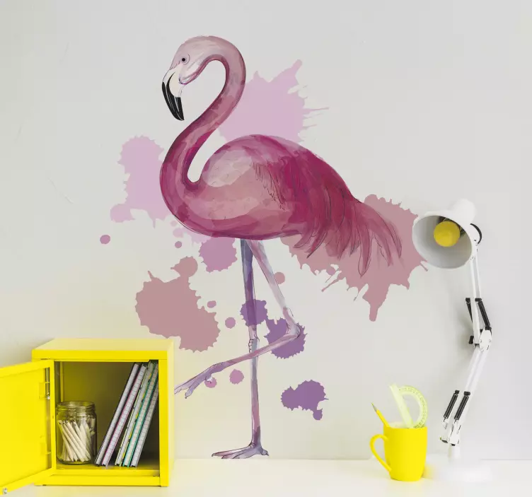 Locatie sticker flamingo spetter kunst - TenStickers