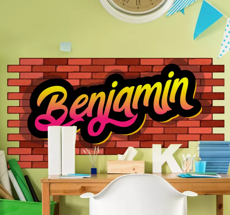 Locatie sticker gepersonaliseerde baksteen naam - TenStickers