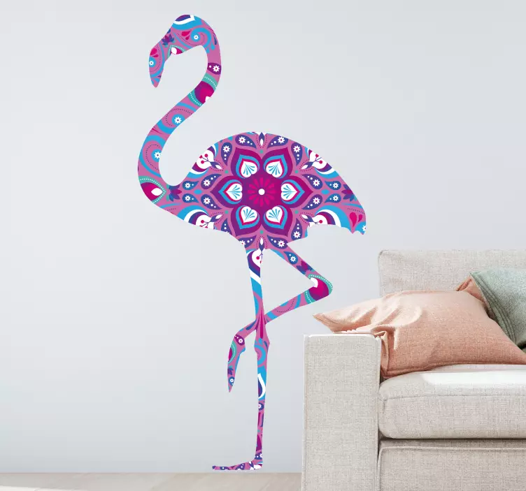 Locatie sticker kleurrijke flamingo silhouet - TenStickers