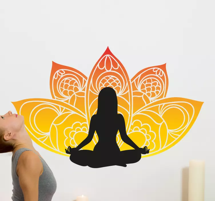 Locatie sticker meditatie lotus silhouet - TenStickers