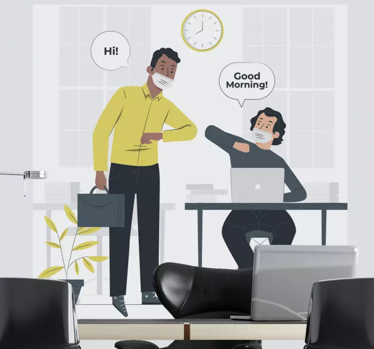 Locatie sticker office ochtendgroeten - TenStickers