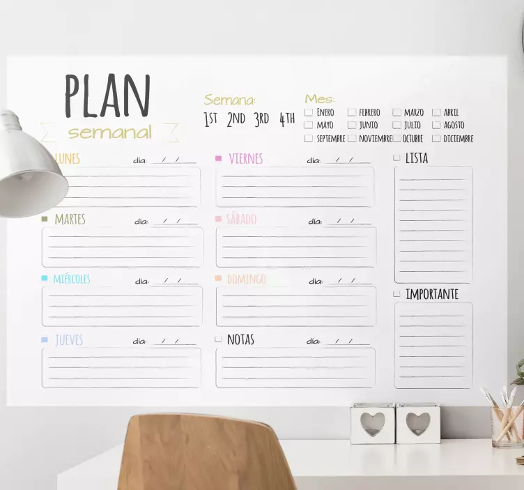 Locatie sticker weekplanner chart - TenStickers