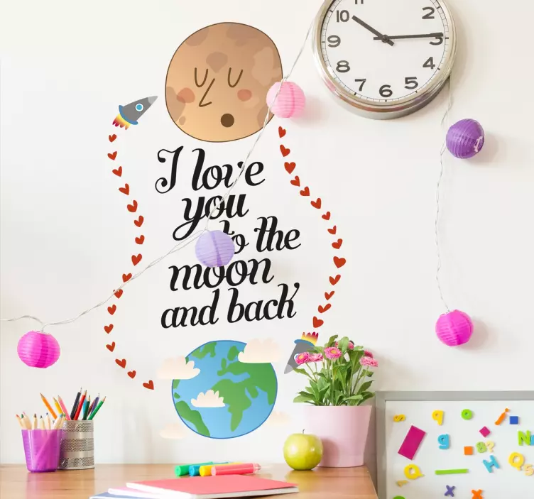 Love You To The Moon Muursticker - TenStickers