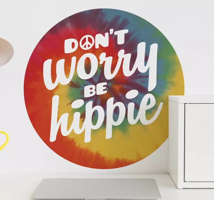 Maak je geen zorgen, wees een hippie quotes sticker - TenStickers