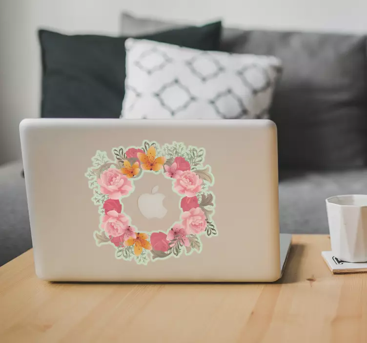 Macbook sticker bloemenkrans - TenStickers