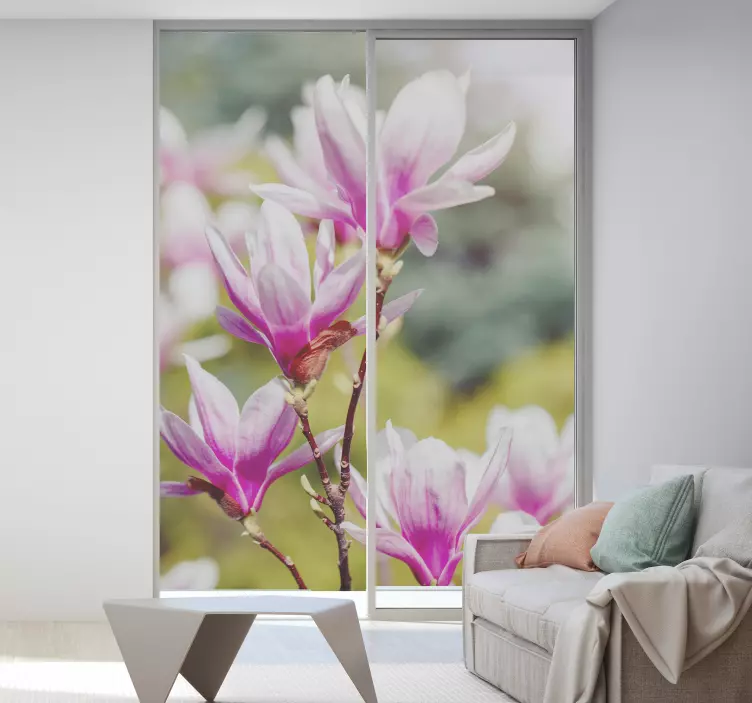 Magnolia bloemen decoratie zelfklevende raamsticker - TenStickers