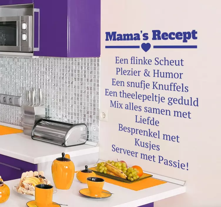 Mama´s recept keuken tekst sticker - TenStickers