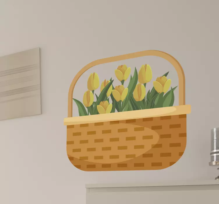 Mand met tulpen bloemen muursticker - TenStickers