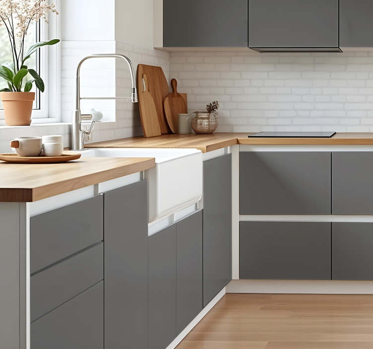 Matte grijze toon keuken muursticker - TenStickers