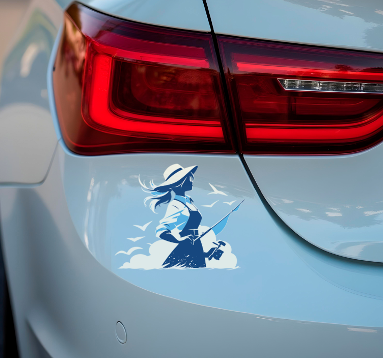 Meisje aan het vissen sport sticker - TenStickers