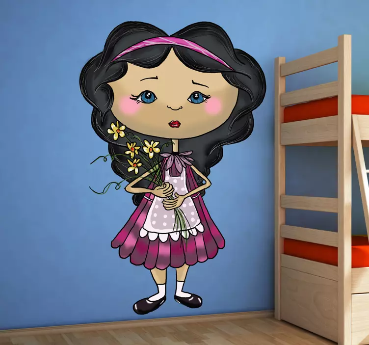 Meisje kinderen met bloemen sticker - TenStickers