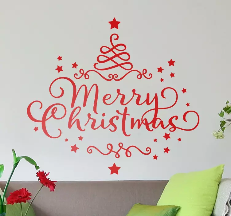 Merry Christmas Kerst Sticker - TenStickers